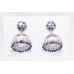 Earrings Enamel Jhumki Dangle Sterling Silver 925 Blue Beads Traditional C28